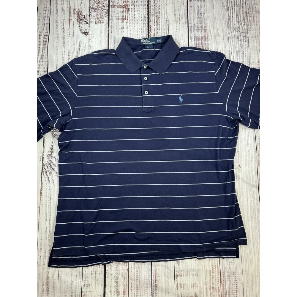 Polo Ralph Lauren Men's Shirt‎ Blue Striped Short Sleeve Size XL